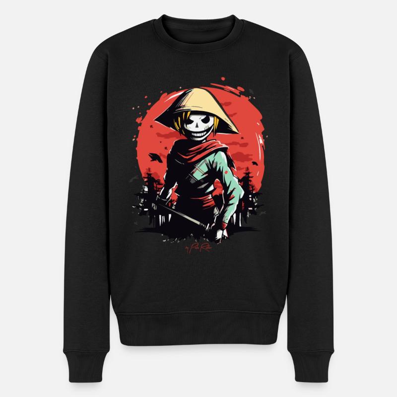 Schlanker Reisbauer Zombie Samurai - Männer Premium Bio Pullover - Schwarz
