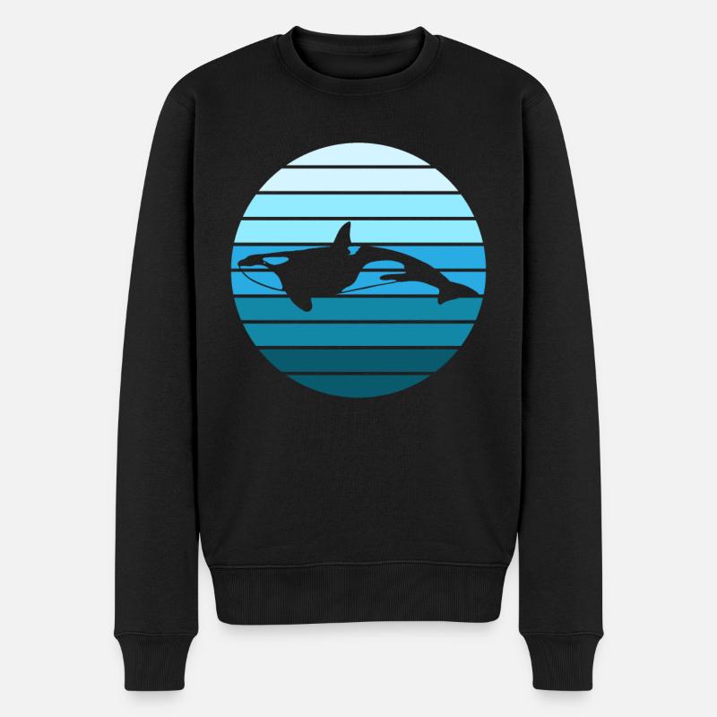 Ozeanische Schwertwal Ruhe - Männer Premium Bio Pullover - Schwarz