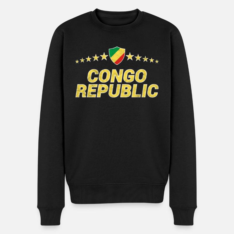 Kongo Republik - Männer Premium Bio Pullover - Schwarz