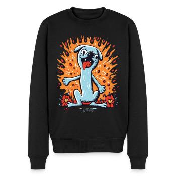 Dessin animé Pop Art Flower Dog - Pull Premium bio Homme - noir - Devant - Nico (187cm)