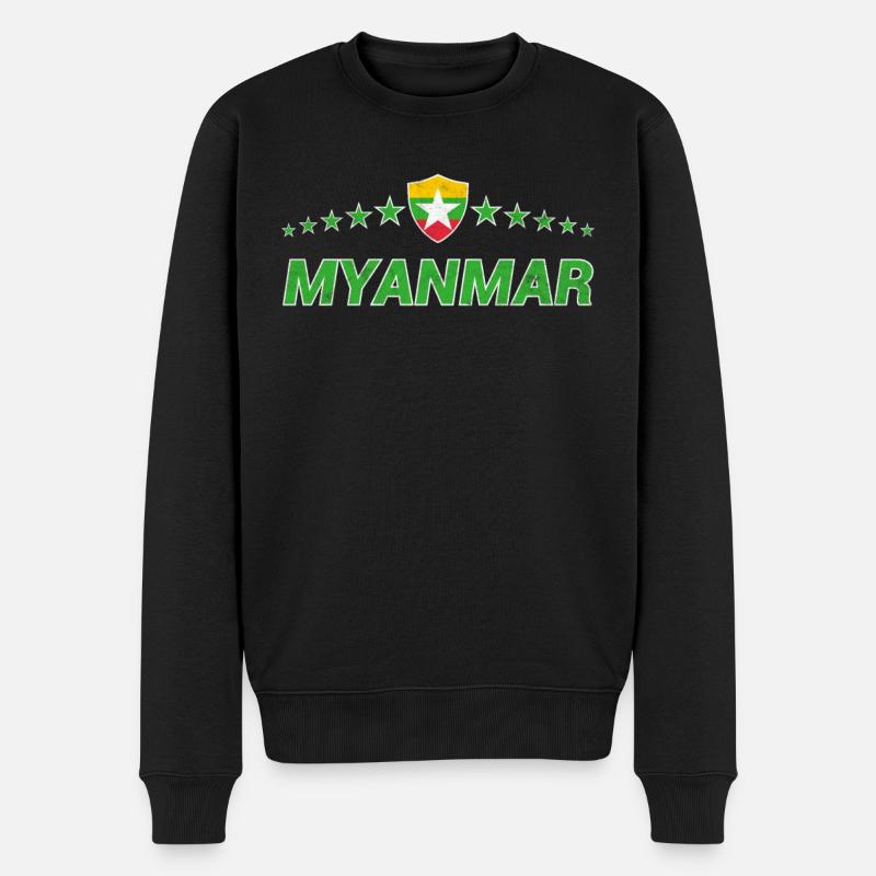 Myanmar - Männer Premium Bio Pullover - Schwarz