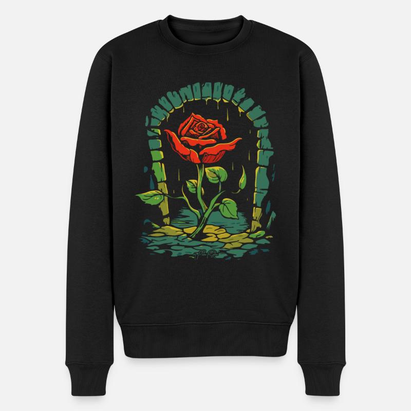 Ein Kerker Rosen Blume - Männer Premium Bio Pullover - Schwarz