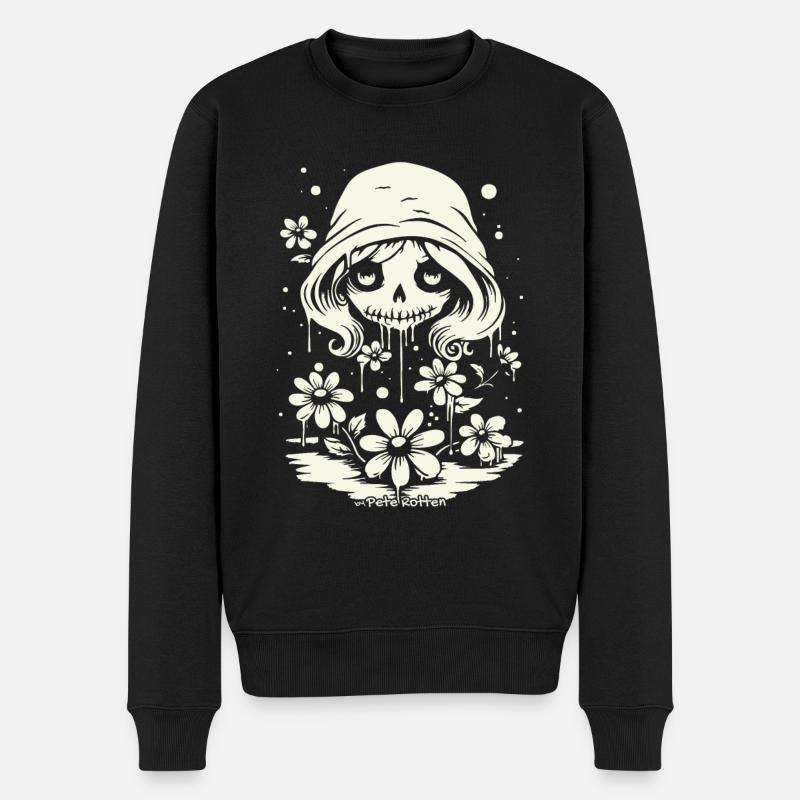 Adorable crâne et marguerites - Pull Premium bio Homme - noir