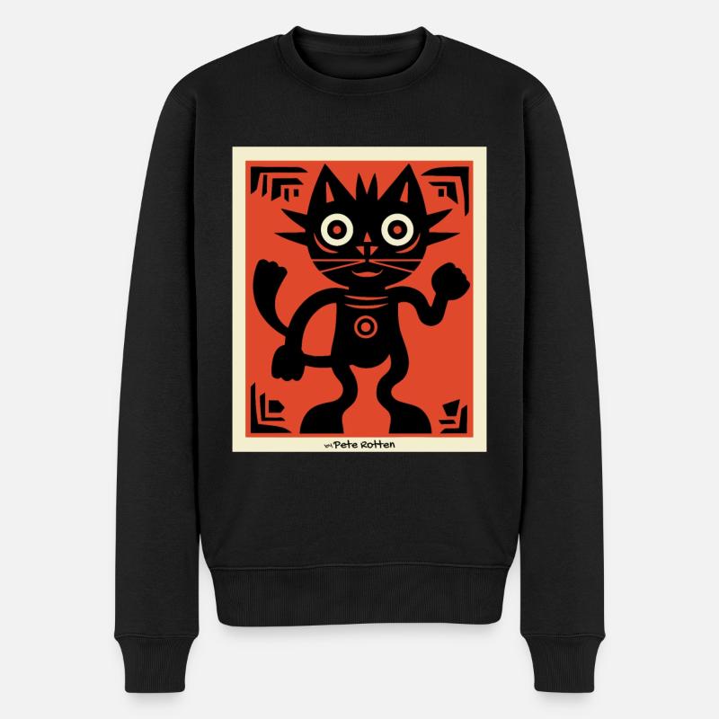 Moderne Kunst Katze - Männer Premium Bio Pullover - Schwarz