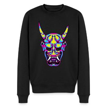 Neon Hannya Japanischer Geist Mystik - Männer Premium Bio Pullover - Schwarz - Vorne - Nico (187cm)