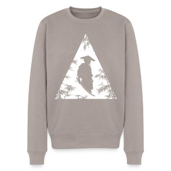Mysteriöser Schatten Krieger Kunst - Männer Premium Bio Pullover - Taupe - Vorne - Nico (187cm)