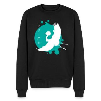 Dynamique de la grue et art des personnages - Pull Premium bio Homme - noir - Devant - Nico (187cm)
