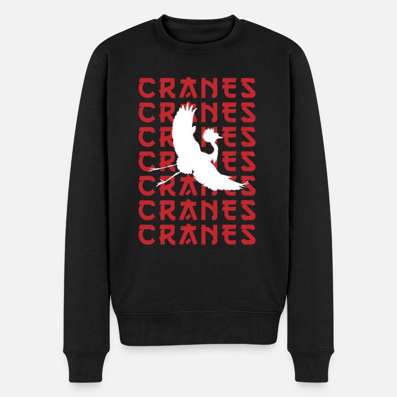 CRANES Silhouette d’oiseau élégant - Pull Premium bio Homme - noir