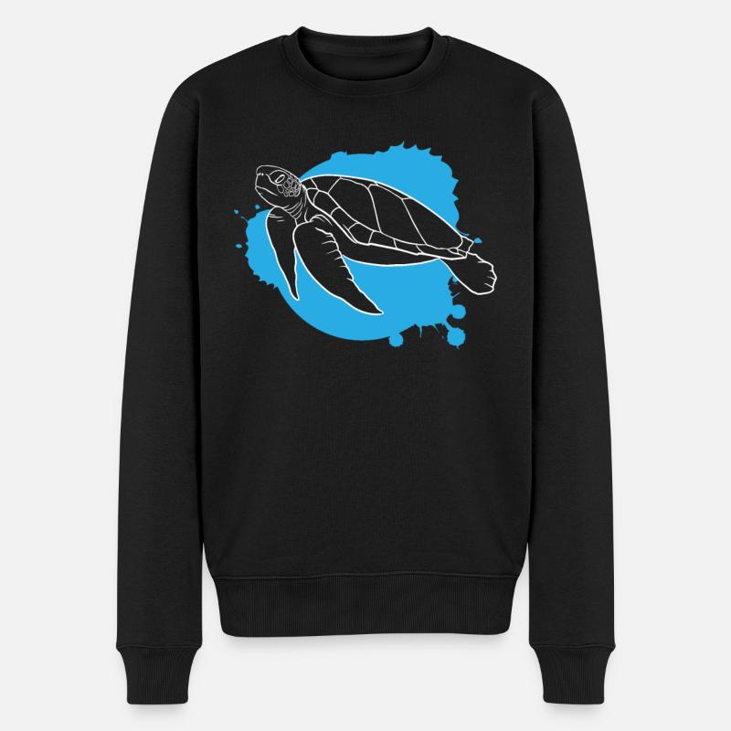 Ozeanwelle Schildkröte Freiheit Geschenk - Männer Premium Bio Pullover - Schwarz
