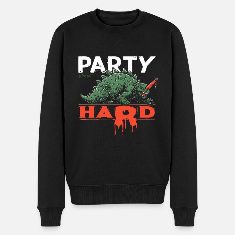 Le dino fêtard - Pull Premium bio Homme - noir