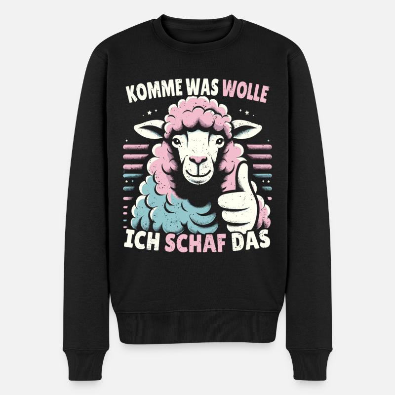 Schaf Motivation Prüfung Glück Spruch Geschenk - Männer Premium Bio Pullover - Schwarz