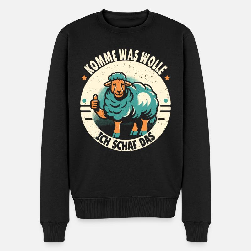 Schaf Motivation Prüfung Glück Spruch Geschenk - Männer Premium Bio Pullover - Schwarz