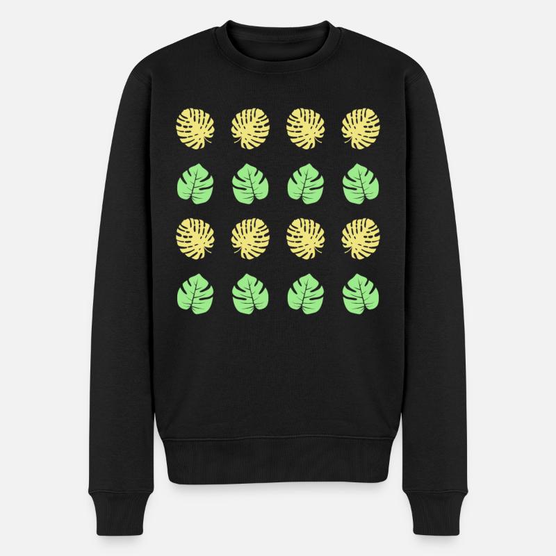 Monstera Motif Vert Jungle Urbaine - Pull Premium bio Homme - noir