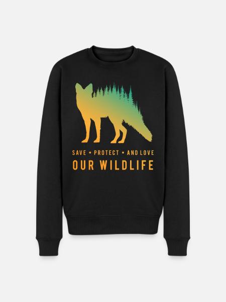 Preserve Foxes - Loves Our Wilderness - Men's Premium Organic Jumper - black