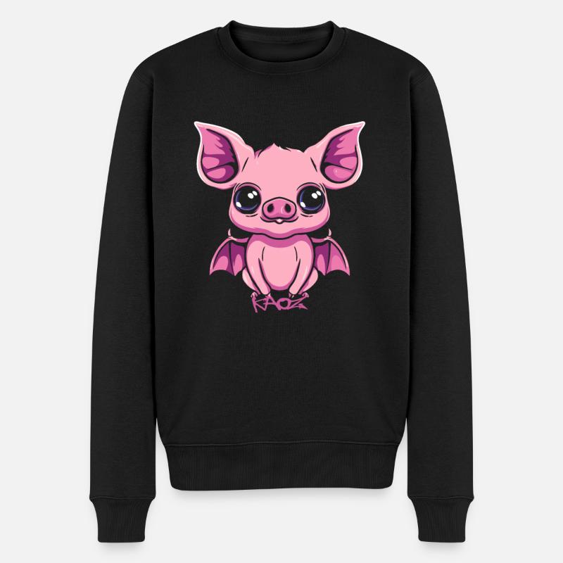 Gargouille mignonne chauve-souris cochon - Pull Premium bio Homme - noir