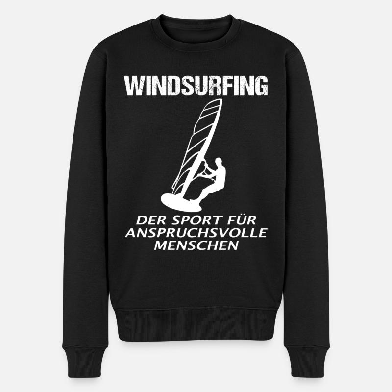 Anspruchsvolles Windsurfen - Männer Premium Bio Pullover - Schwarz