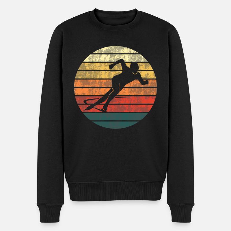 Eiskunstlauf Sunset Silhouette Geschenk - Männer Premium Bio Pullover - Schwarz