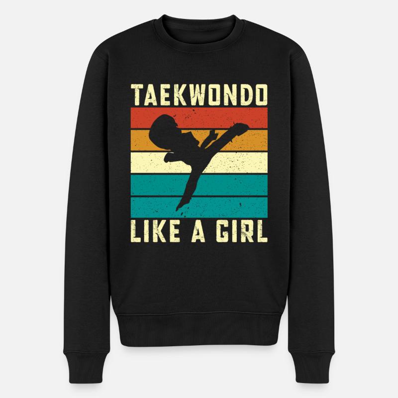 Taekwondo wie ein Mädchen - Männer Premium Bio Pullover - Schwarz