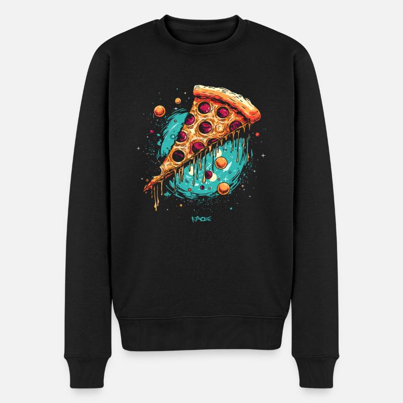 Galaxien-Pizza - Männer Premium Bio Pullover - Schwarz