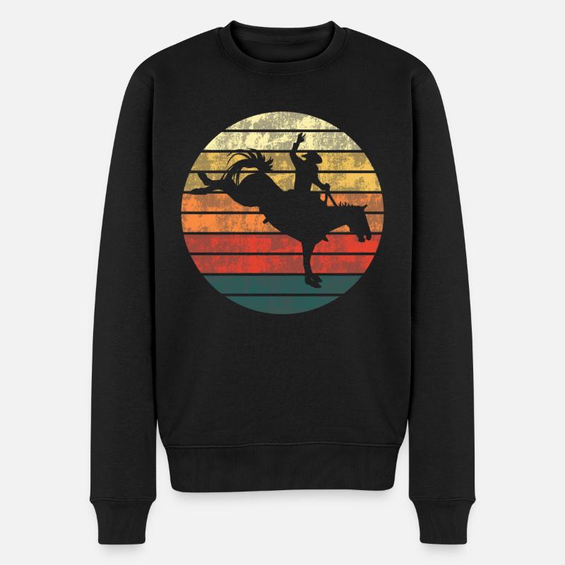 Rodeo-Abendglanz Silhouette - Männer Premium Bio Pullover - Schwarz