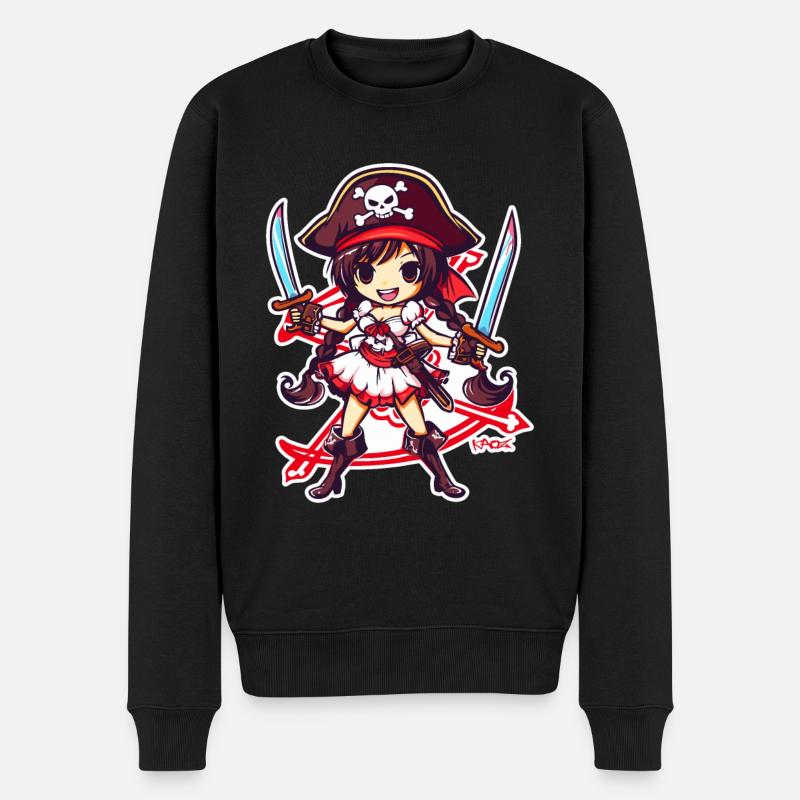 Anime Fille Pirate - Pull Premium bio Homme - noir
