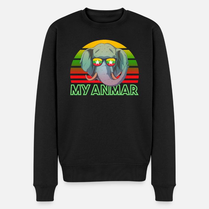 Myanmar - Männer Premium Bio Pullover - Schwarz