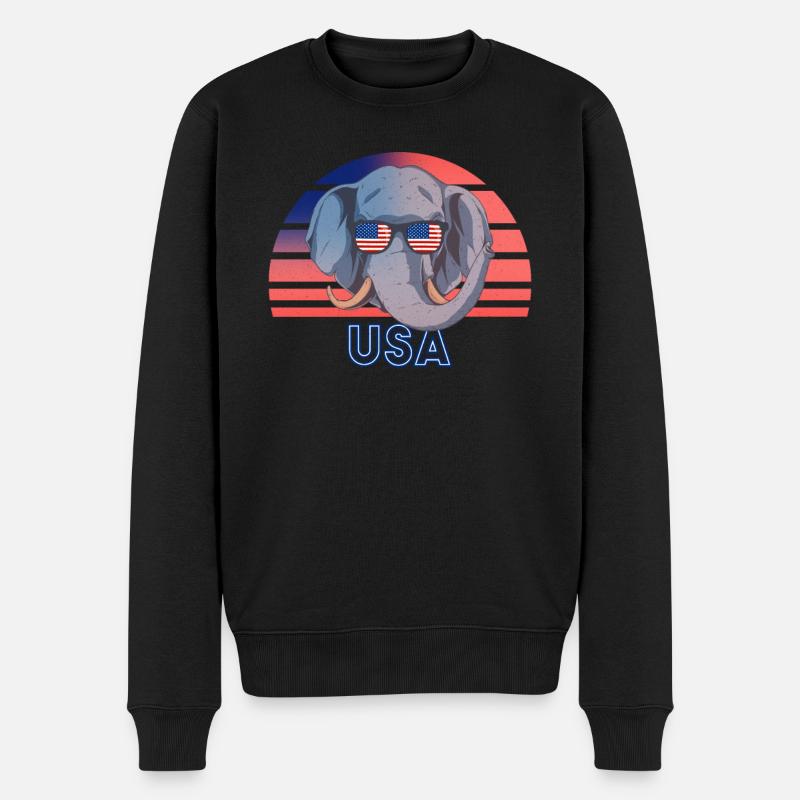 USA - Männer Premium Bio Pullover - Schwarz