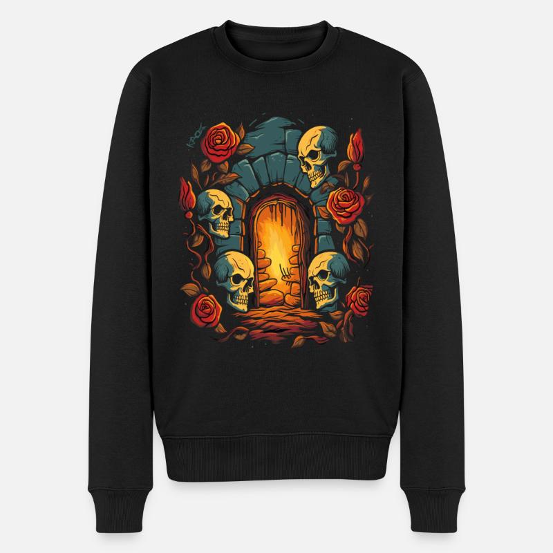 Die dunkle Kerker-Liebe: Totenköpfe und Rosen - Männer Premium Bio Pullover - Schwarz
