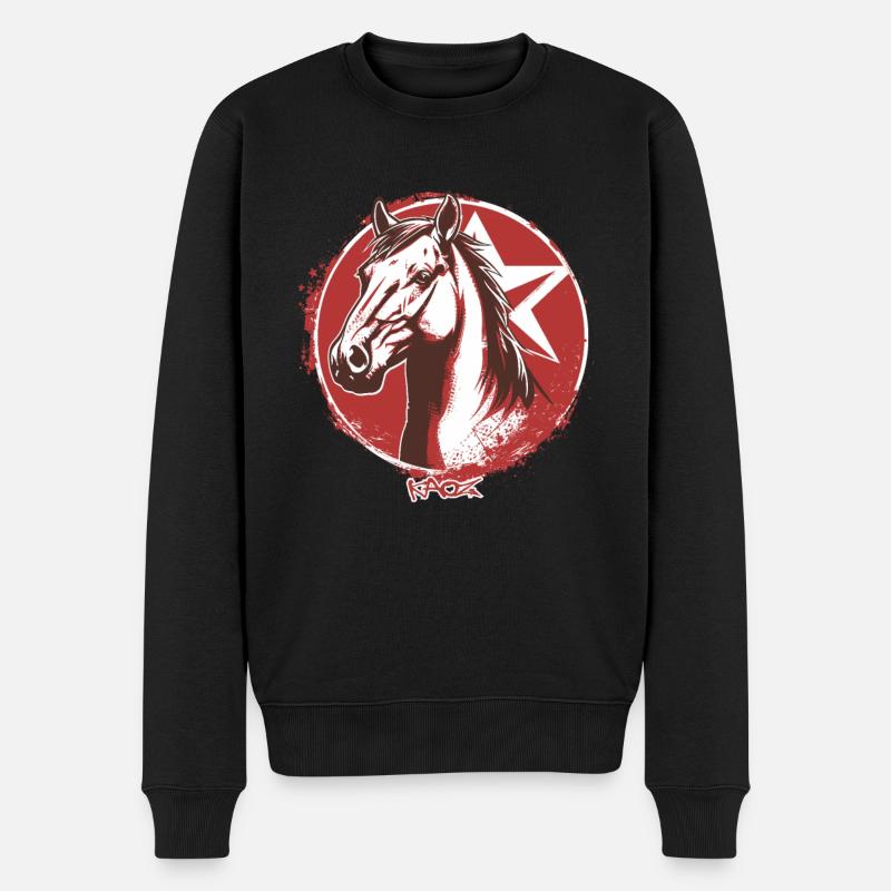 Großer Stern Propaganda Pferd - Männer Premium Bio Pullover - Schwarz
