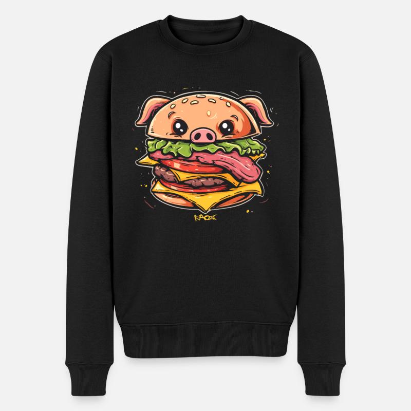 Sau Burger Schwein - Männer Premium Bio Pullover - Schwarz