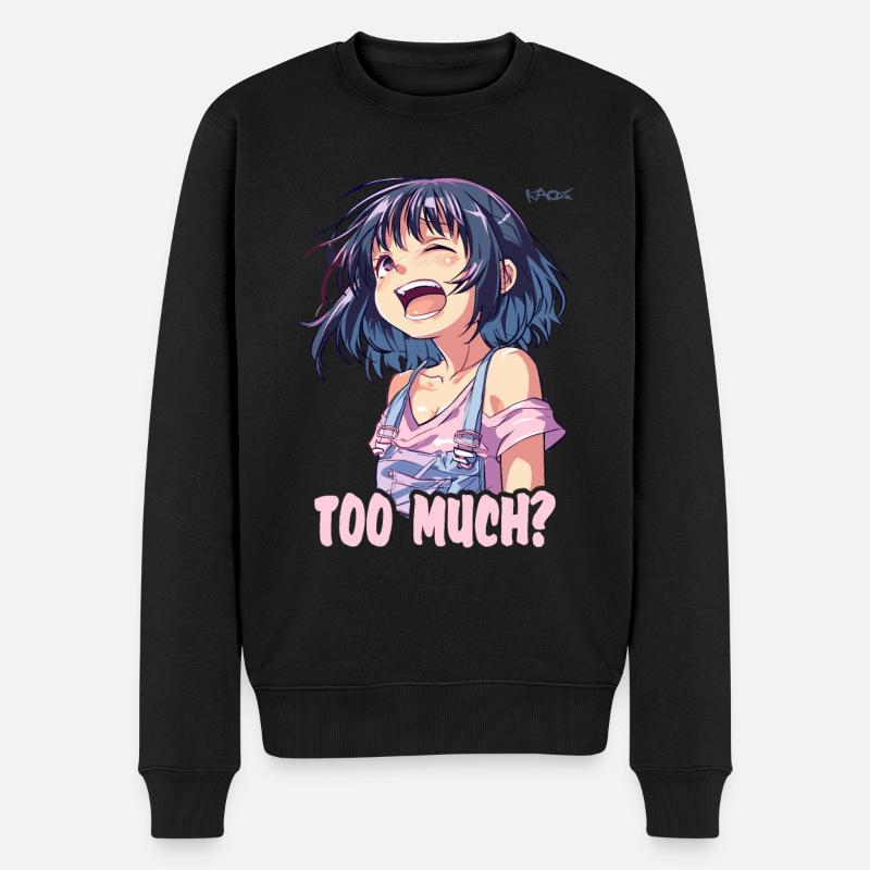 Trop? Fille animée qui rit - Pull Premium bio Homme - noir