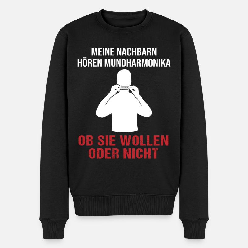 Musik Nachbarn Humorvolles Statement - Männer Premium Bio Pullover - Schwarz