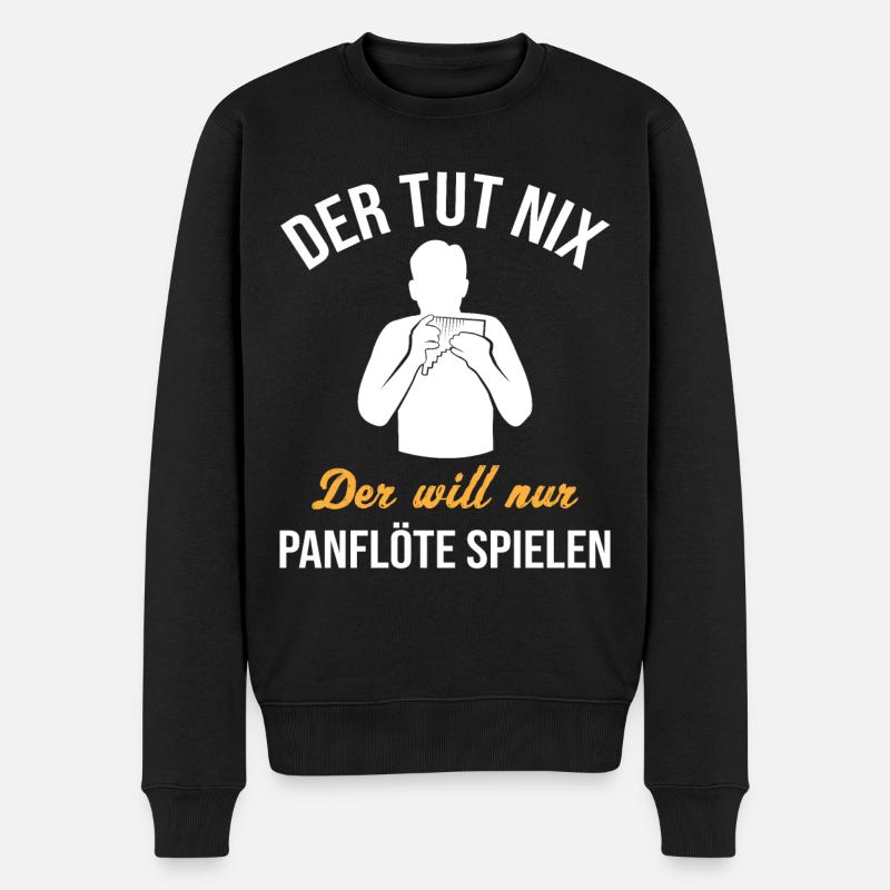 Harmloser Panflöten-Virtuose Fun - Männer Premium Bio Pullover - Schwarz