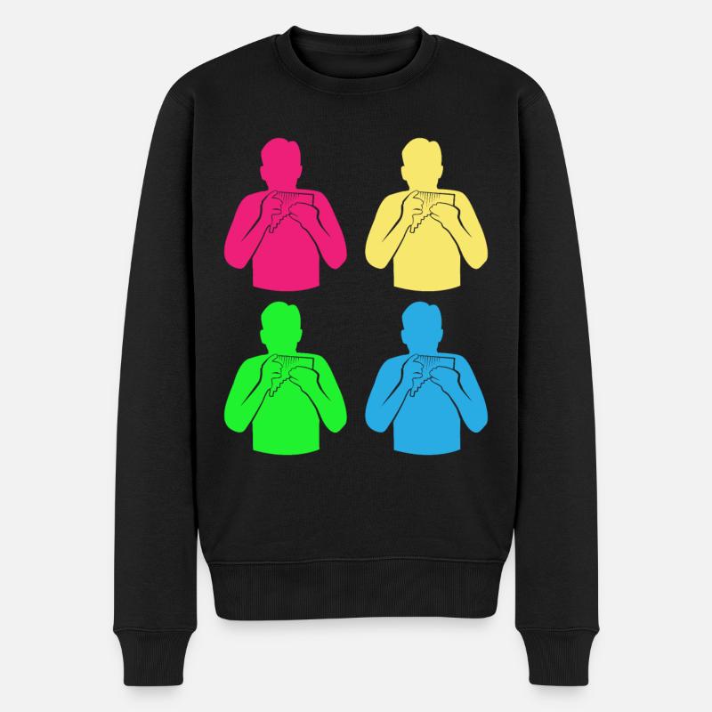 Buntes Panflöten Quartett Magie - Geschenk - Männer Premium Bio Pullover - Schwarz