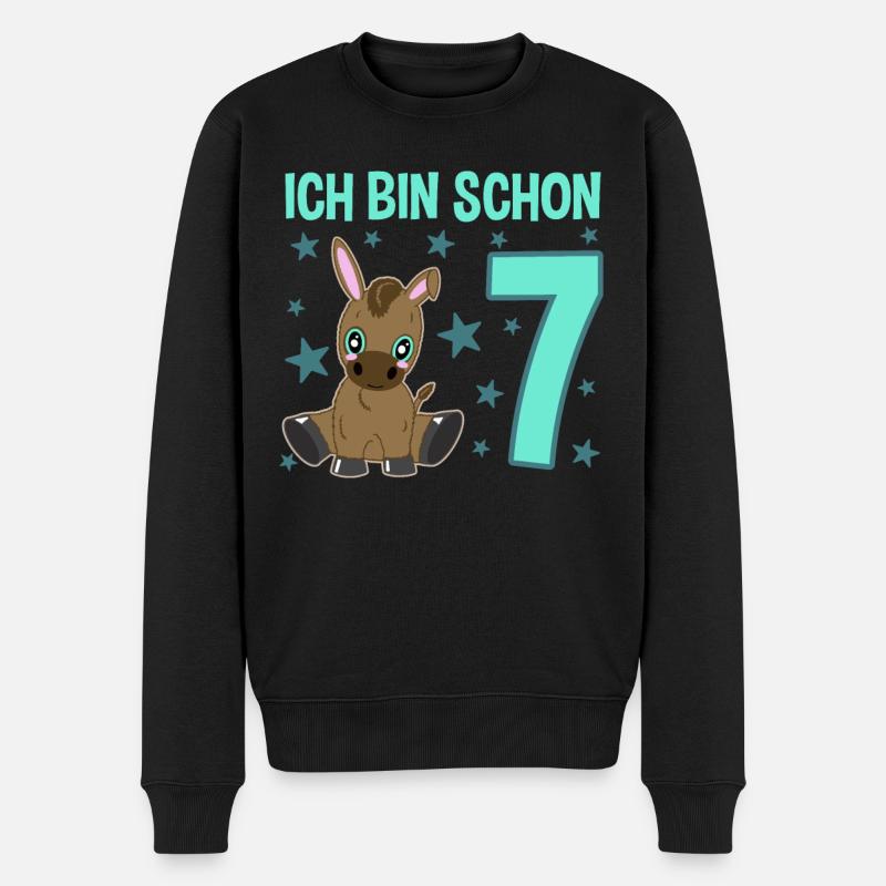 Siebenjährige Partyeselchen Glücksbringer - Männer Premium Bio Pullover - Schwarz