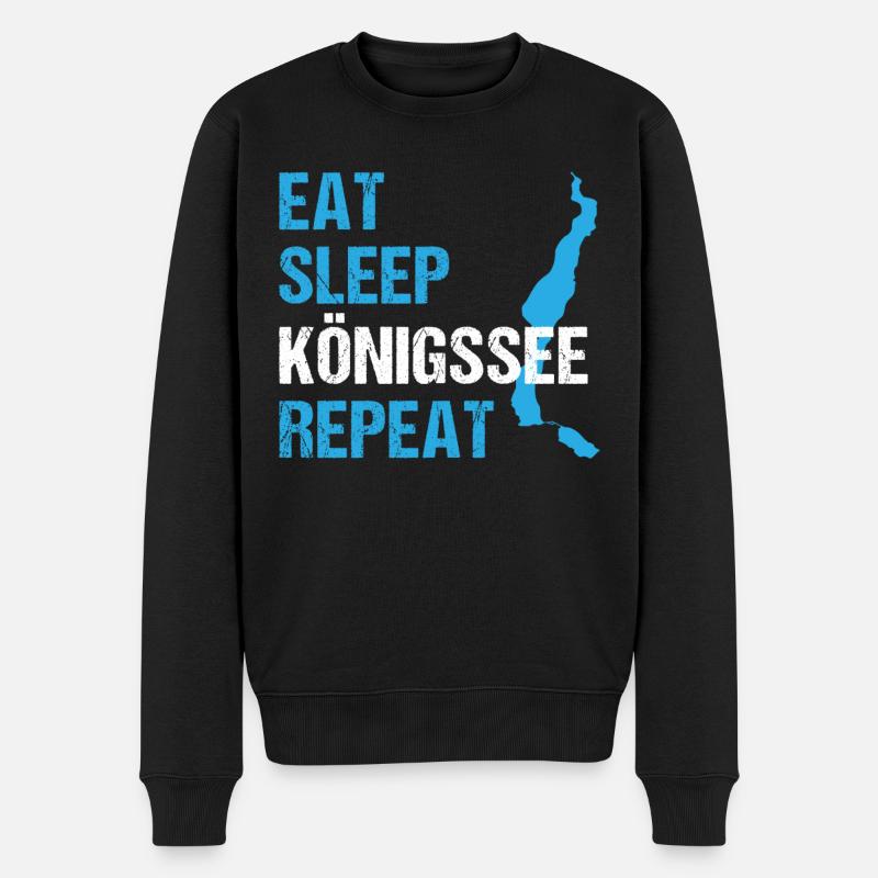 Königssee Routine - Essen, Schlafen, Erleben - Männer Premium Bio Pullover - Schwarz