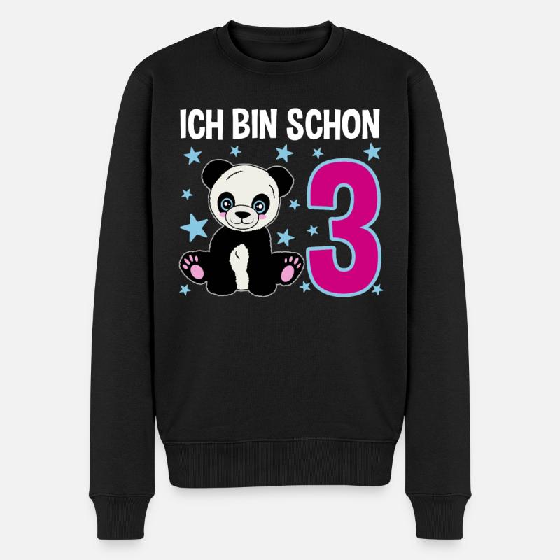 Drei Jahre Panda-Spaß - Männer Premium Bio Pullover - Schwarz
