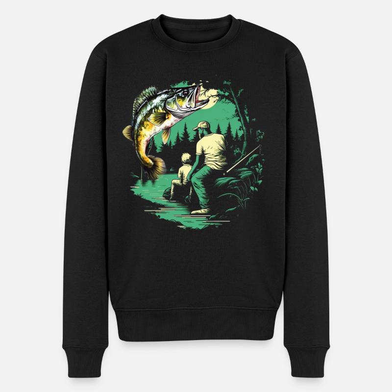 Barsch-Fisch - Männer Premium Bio Pullover - Schwarz