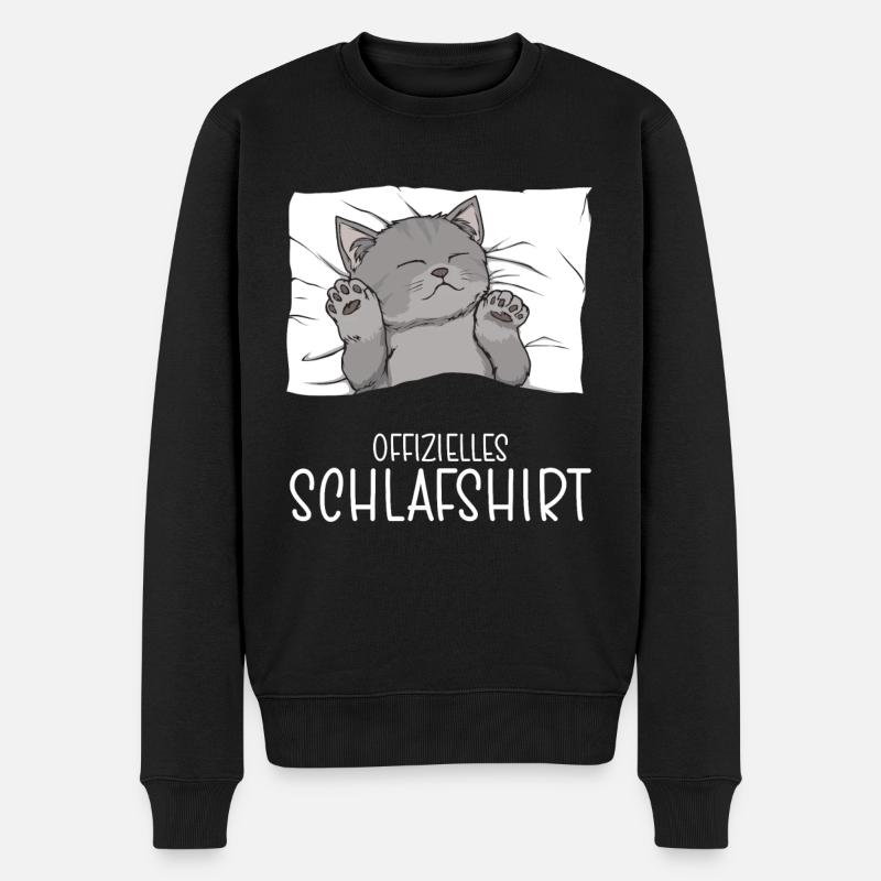 Offizielles Schlafshirt Katze Schlafanzug - Männer Premium Bio Pullover - Schwarz