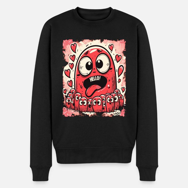 Party der lustigen süßen Pickel: Pickealarm! - Männer Premium Bio Pullover - Schwarz