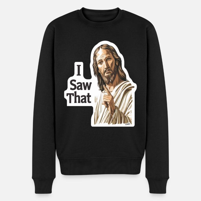 Jesus Warnung: Ich habe es gesehen - Männer Premium Bio Pullover - Schwarz