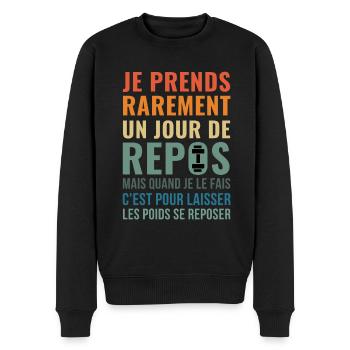 I rarely take a day off - Men's Premium Organic Jumper - black - Front - Nico (187cm)