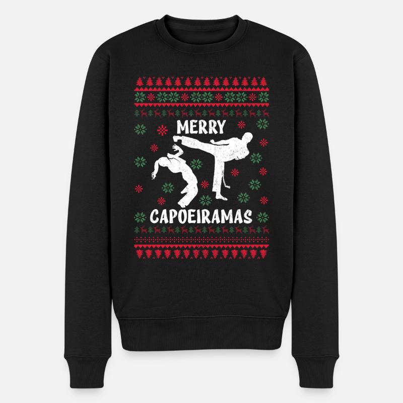 Fröhliche Capoeiramas - Männer Premium Bio Pullover - Schwarz