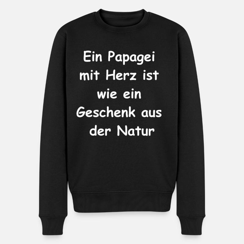 Papagei-Herz-Geschenk - Männer Premium Bio Pullover - Schwarz
