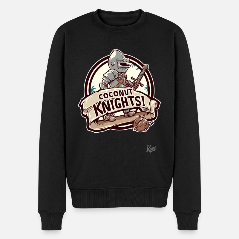 Kokosnuss-Ritter - Männer Premium Bio Pullover - Schwarz