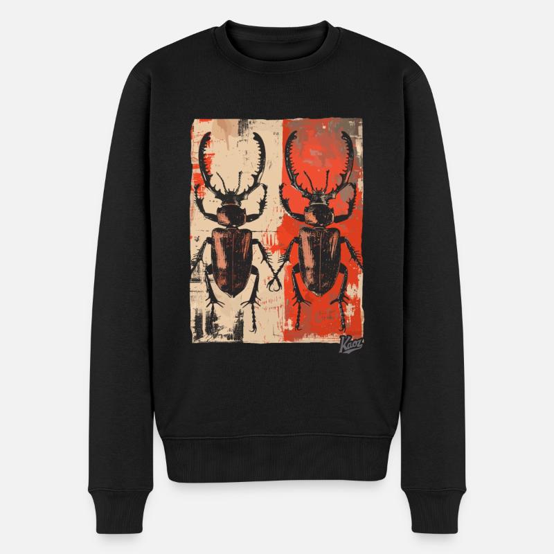 Jumeaux du gros coléoptère cerf-volant - Pull Premium bio Homme - noir