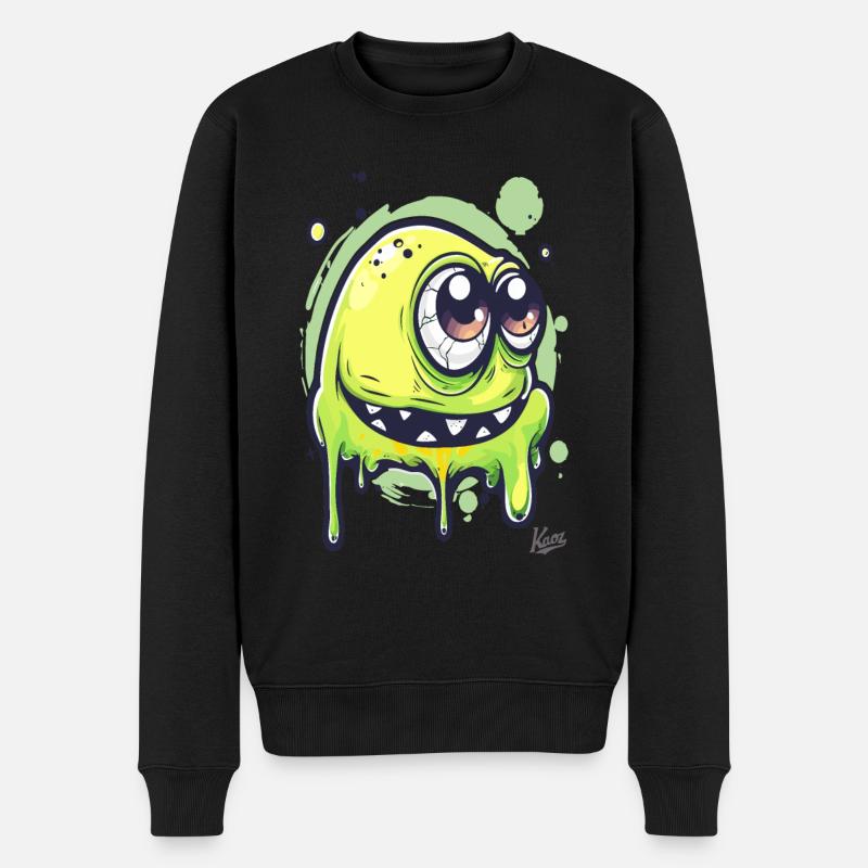 Lustiges Schleim-Monster - Männer Premium Bio Pullover - Schwarz