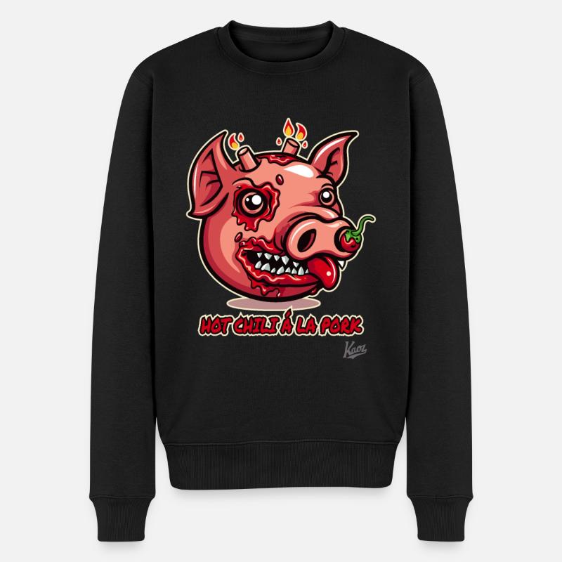 Red Hot Schwein: Mit Chili in der Nase - Männer Premium Bio Pullover - Schwarz