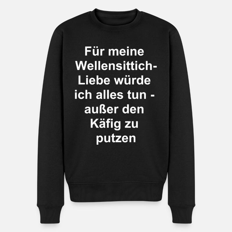 Wellensittich-Liebe Geschenk - Männer Premium Bio Pullover - Schwarz