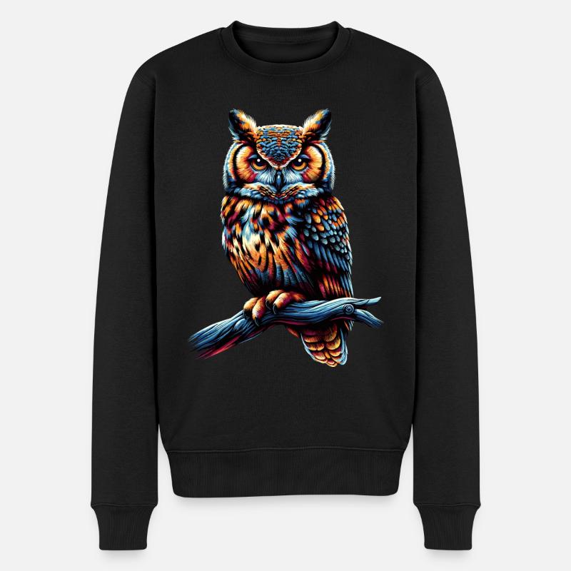 Eule Kunst Geschenk Geburtstag - Männer Premium Bio Pullover - Schwarz